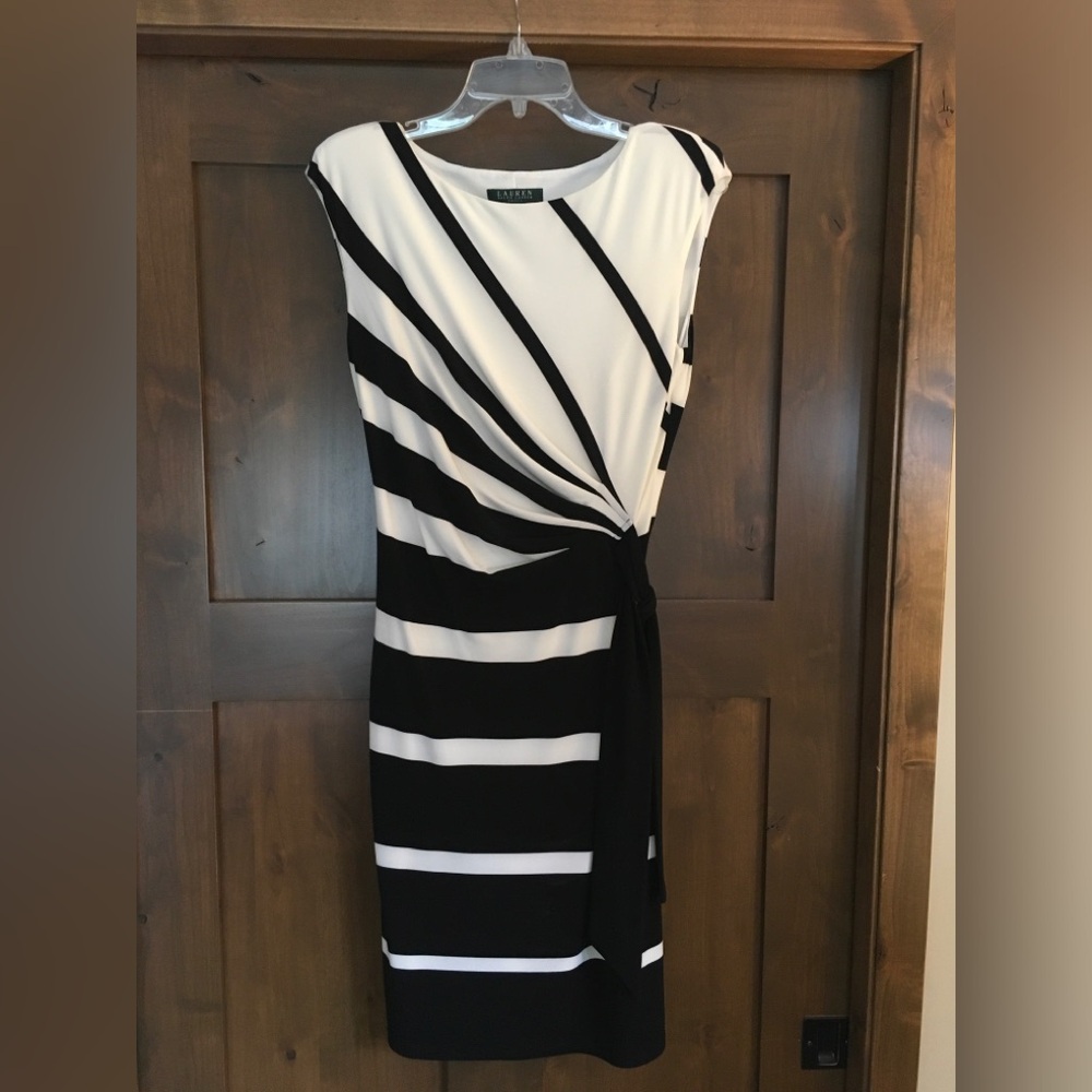 Lauren Ralph Lauren Dress, 6  Black Cream White